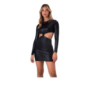 missguided black leather dress Missguided faux leather dress from the Kourtney